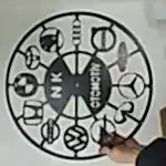 Araba Markaları Tasarımlı İsim Yazılabilir Oto Galeri Duvar Saati - Görsel 8