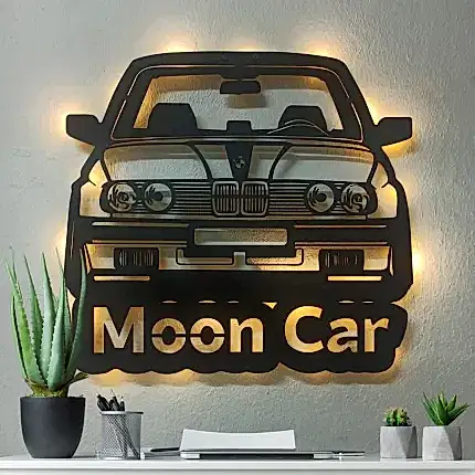 BMW İsimli Işıklı Dekoratif Duvar Tablosu