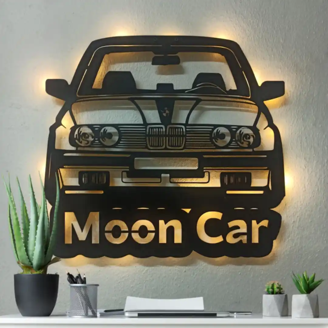 BMW İsimli Işıklı Dekoratif Duvar Tablosu