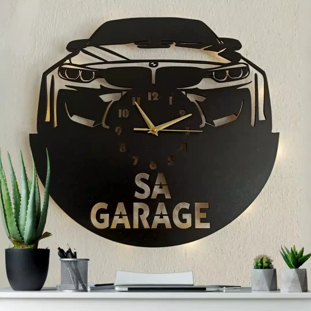 BMW İsimli Işıklı Dekoratif Duvar Saati