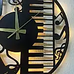 Müzik temalı LED ışıklı dekoratif duvar saati