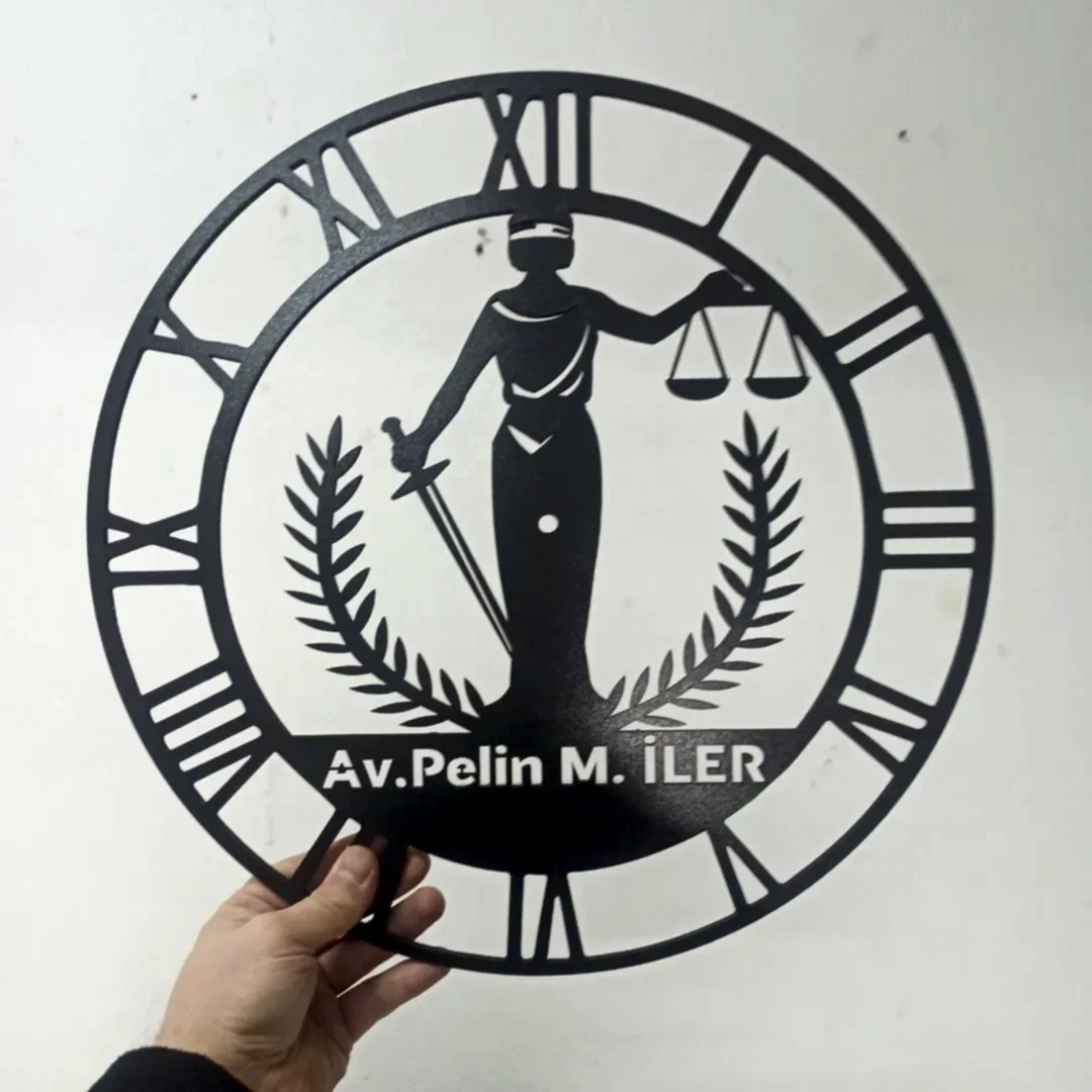 Avukatlara İsim Yazılabilir Işıklı Modern Ofis Duvar Saati - Görsel 5