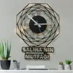 Sekizgen tasarımlı isme özel LED ışıklı dekoratif duvar saati