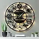 Araba Markaları Tasarımlı İsim Yazılabilir Oto Galeri Duvar Saati