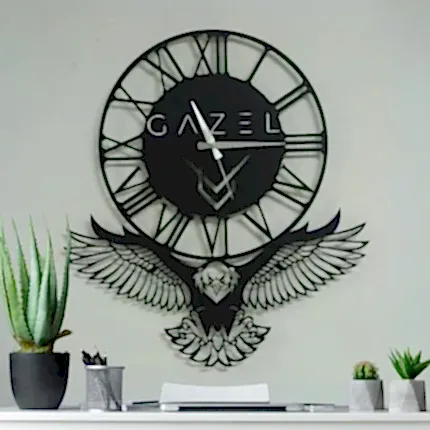 Kartal figürlü dekoratif duvar saati tasarımı
