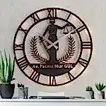 Avukatlara İsim Yazılabilir Işıklı Modern Ofis Duvar Saati - Görsel 2