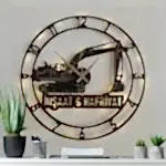 İş makinesi figürlü LED ışıklı dekoratif duvar saati ev dekorasyonu