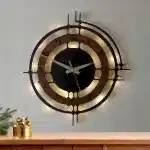 Ceviz Renkli Çember Tasarımlı LED Modern Şık Ev Duvar Saati