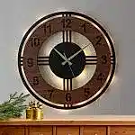 Ahşap Desenli LED Işıklı Modern Şık Ev Duvar Saati