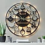 Takı Aksesuar Tasarımlı İsim Yazılan Işıklı Butik Duvar Saati