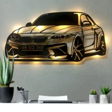 BMW F30 aydınlatmalı dekoratif duvar tablosu tasarımı