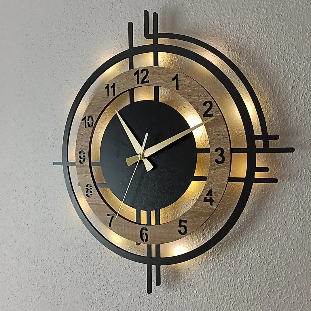 Sonoma Çember Tasarımlı LED Işıklı Modern Şık Ev Duvar Saati - Görsel 5