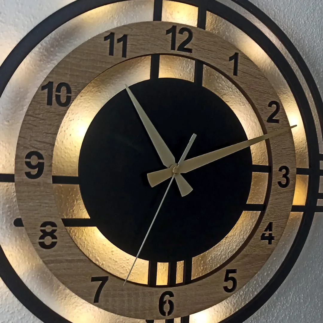 Sonoma Çember Tasarımlı LED Işıklı Modern Şık Ev Duvar Saati - Görsel 6