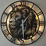 Aslan Tasarımlı LED Işıklı Modern Şık Ev Duvar Saati - Görsel 4