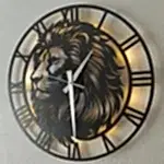 Aslan Tasarımlı LED Işıklı Modern Şık Ev Duvar Saati - Görsel 2