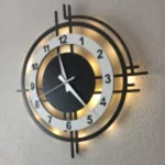 Beyaz Çember Tasarımlı LED Işıklı Modern Şık Ev Duvar Saati - Görsel 4