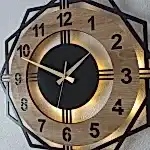 Sonoma Geometrik Tasarımlı LED Işıklı Modern Şık Ev Duvar Saati - Görsel 6