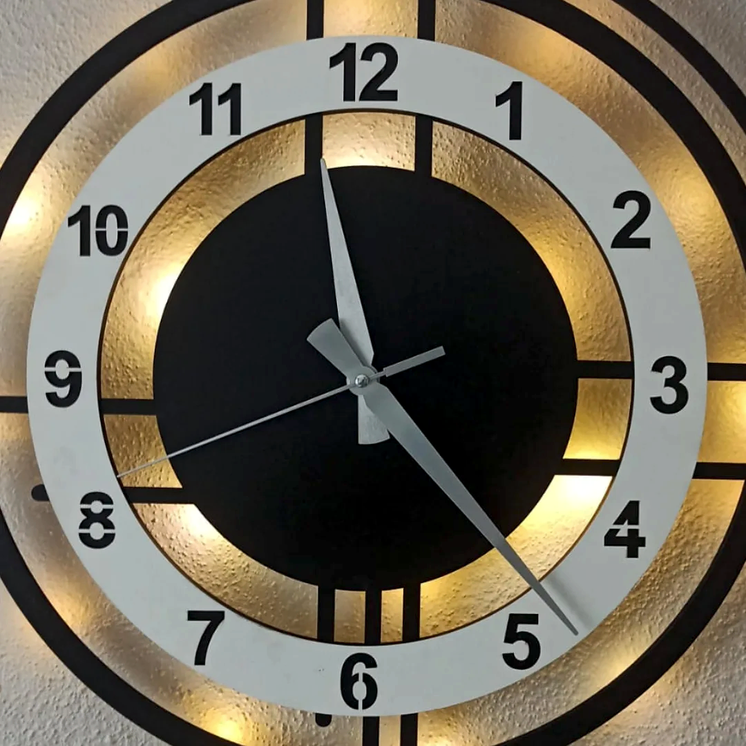 Beyaz Çember Tasarımlı LED Işıklı Modern Şık Ev Duvar Saati - Görsel 7