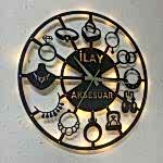 Takı Aksesuar Tasarımlı İsim Yazılan Işıklı Butik Duvar Saati - Görsel 2