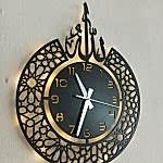 Allah Yazılı Dekoratif Işıklı Duvar Saati – Şık ve Modern - Görsel 2