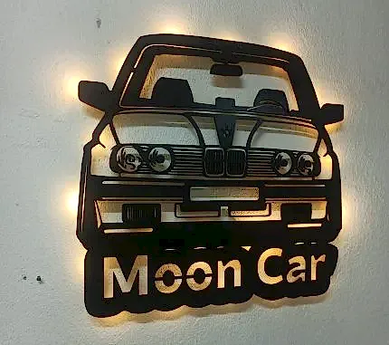 BMW İsimli Işıklı Dekoratif Duvar Tablosu