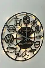 Araba Markaları Tasarımlı İsim Yazılabilir Oto Galeri Duvar Saati - Görsel 6