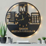 Mali Müşavir Tasarımlı İsim Yazılan Işıklı Ofis Duvar Saati