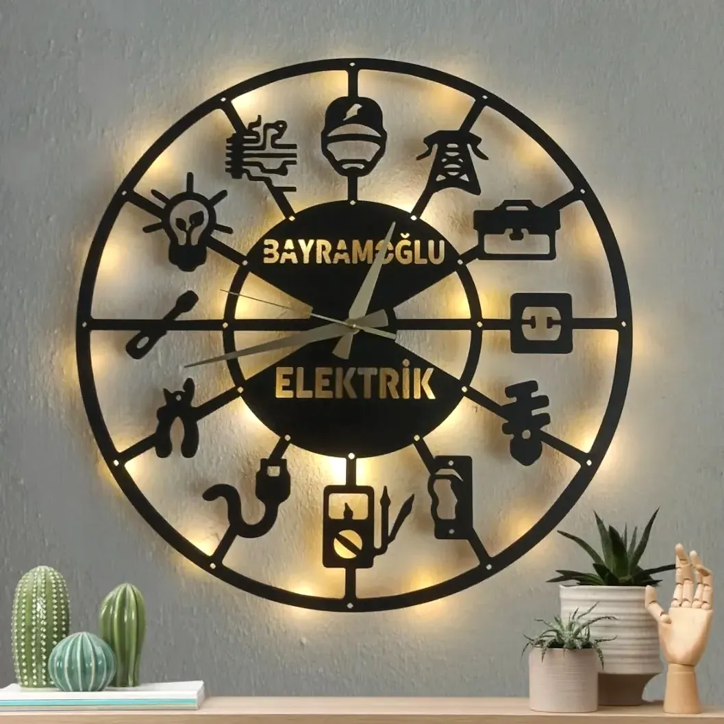 Elektrikçiler ve elektrik firmalarına özel dekoratif duvar saati