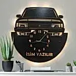 Tofaş temalı LED ışıklı isim yazılabilir dekoratif duvar saati tasarımı