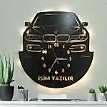 BMW tasarımlı LED ışıklı isim yazılabilir dekoratif duvar saati