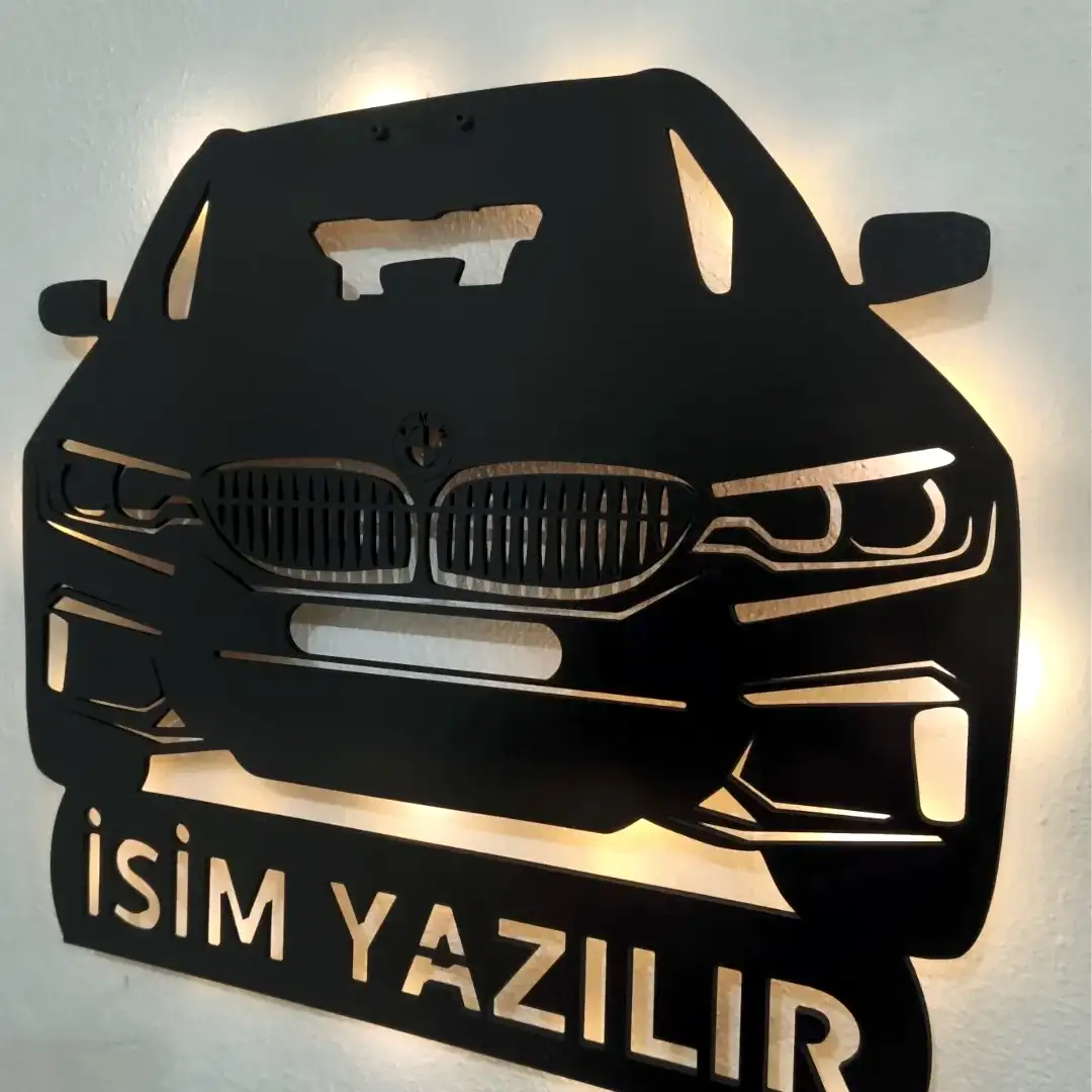 BMW G20 kasa LED ışıklı isimli dekoratif duvar saati 50 cm