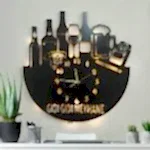 Meyhane temalı LED ışıklı dekoratif duvar saati