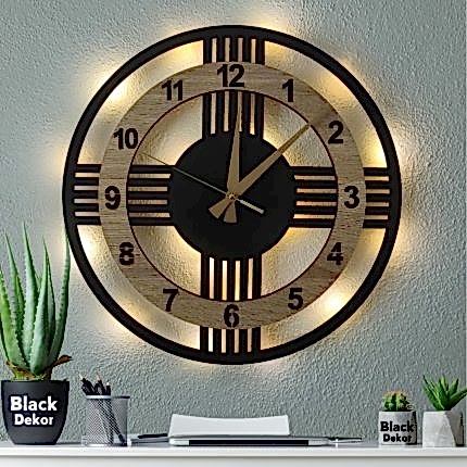 Sonoma renkli 40 cm ışıklı modern dekoratif ev duvar saati