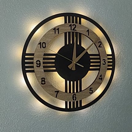 Sonoma renkli 40 cm ışıklı modern dekoratif ev duvar saati