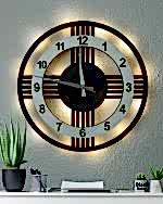 Beyaz çemberli ışıklı modern 5 çizgili dekoratif duvar saati