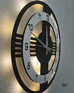 Beyaz çemberli ışıklı modern 5 çizgili dekoratif duvar saati