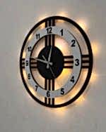 Beyaz çemberli ışıklı modern 3 çizgili dekoratif duvar saati